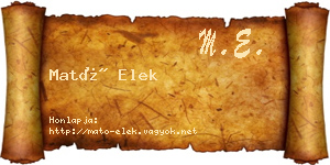 Mató Elek névjegykártya